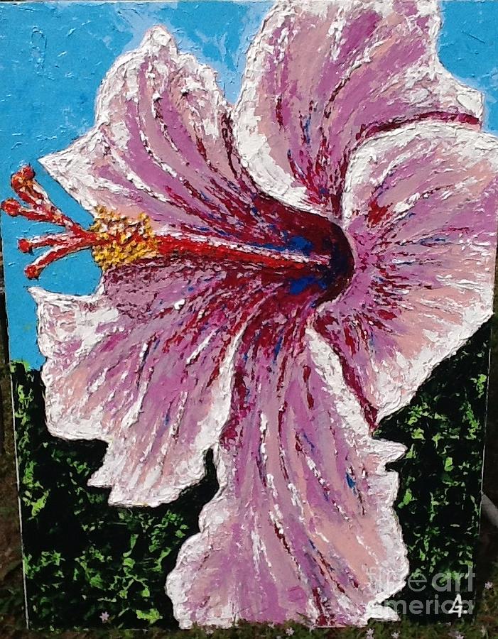 Flowers Still Life Painting - Lavander Hawaiian Hibiscus by Maria Iurescia