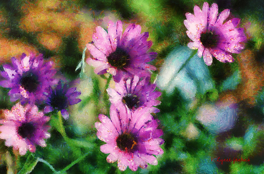 Lavender African Daisies Painting by Lynne Jenkins