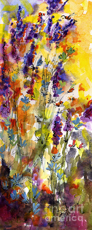 Lavender and Bees Painting by Ginette Callaway