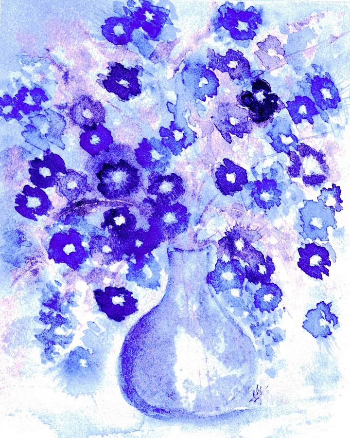 Lavender and Blue Impressions of Spring Painting by Hazel Holland