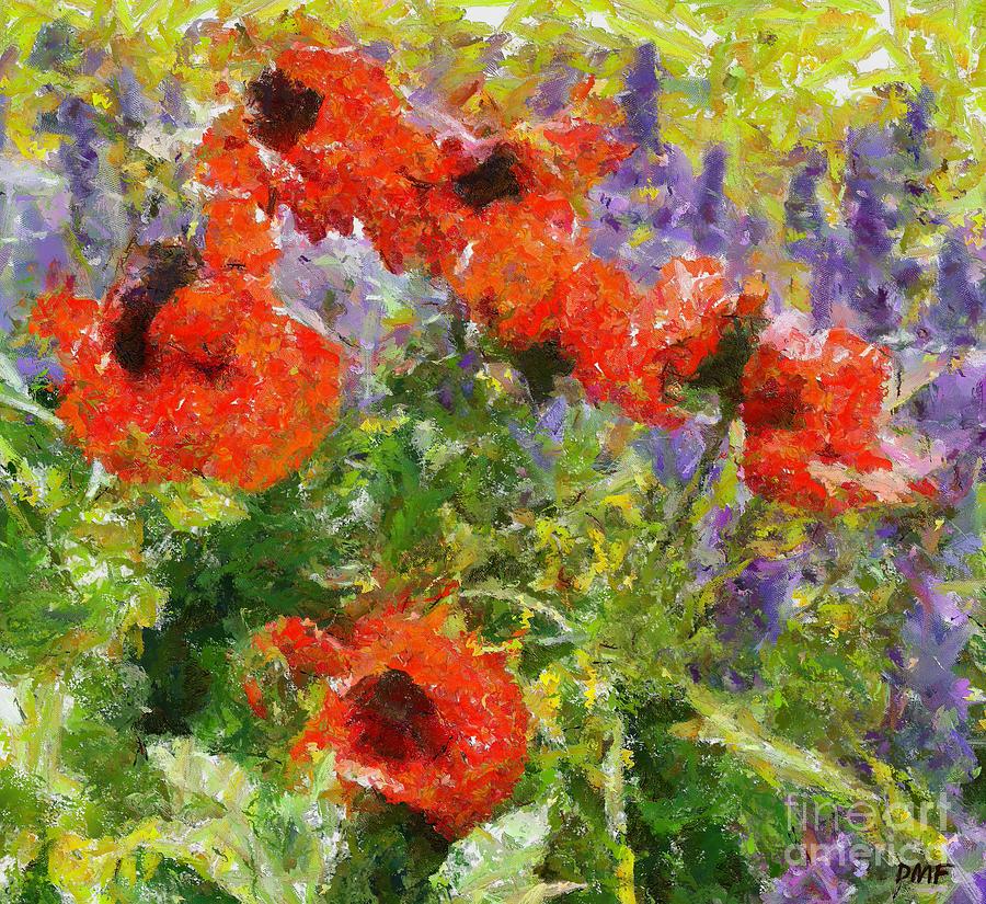 Lavender and poppies Painting by Dragica  Micki Fortuna