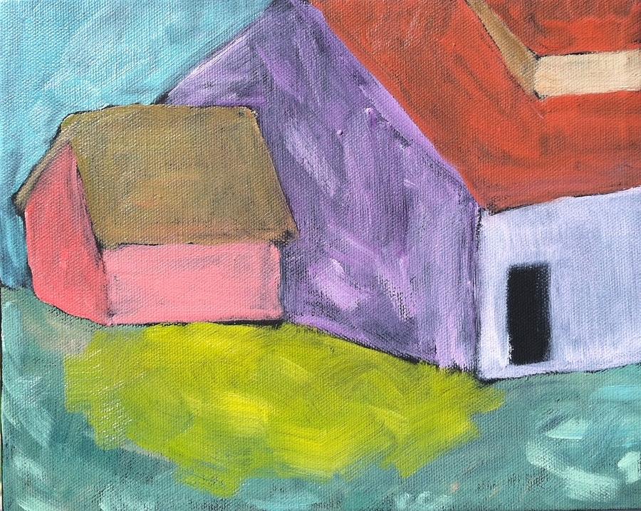 Barn Painting - Lavender Barn in Mustard Season by Molly Fisk