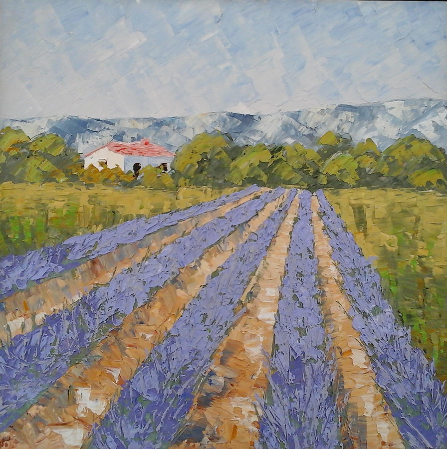 Lavender field Painting by Frederic Payet