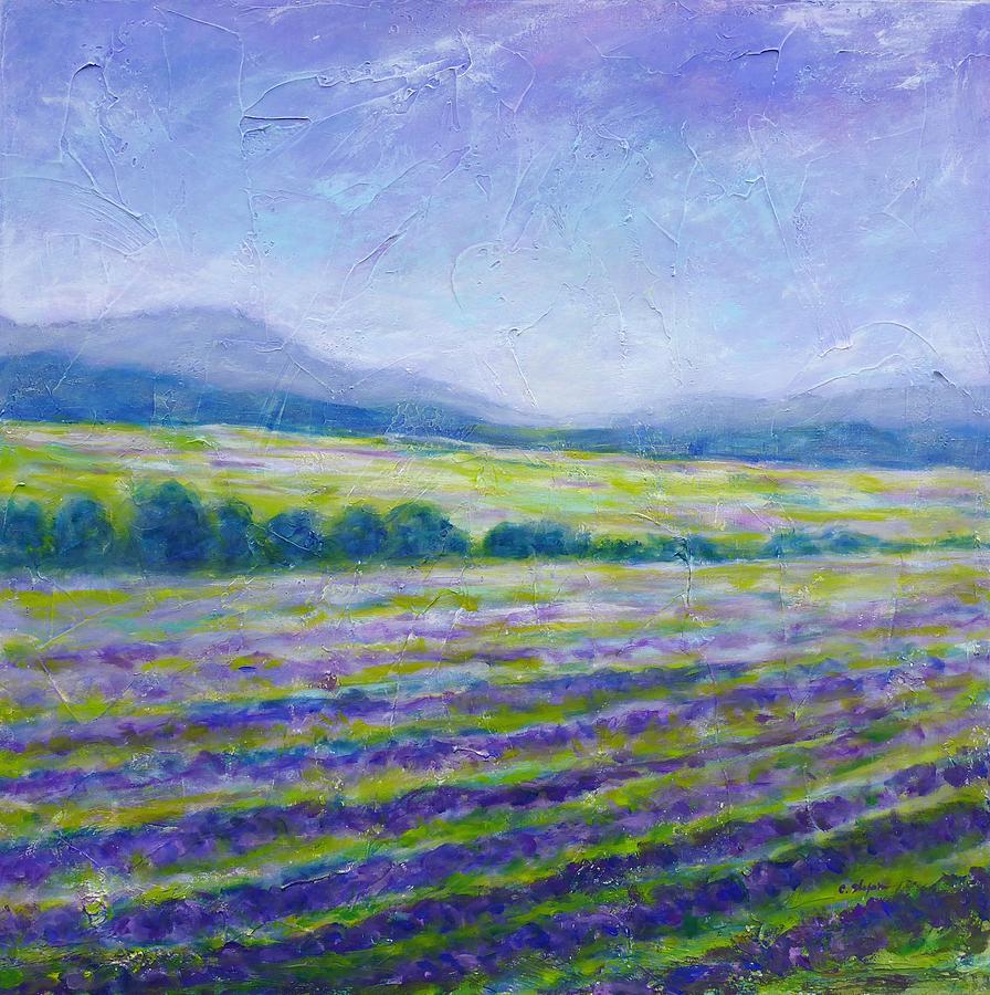 Lavender Field in Provence Painting by Cristina Stefan