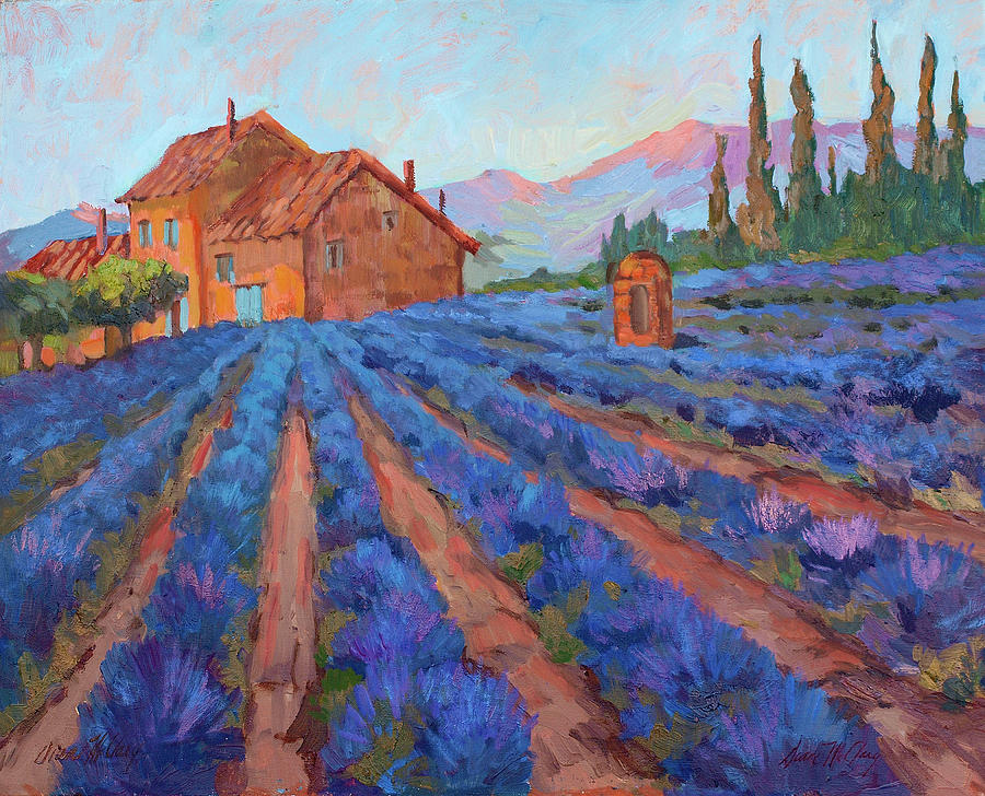 Lavender Field Provence Painting by Diane McClary