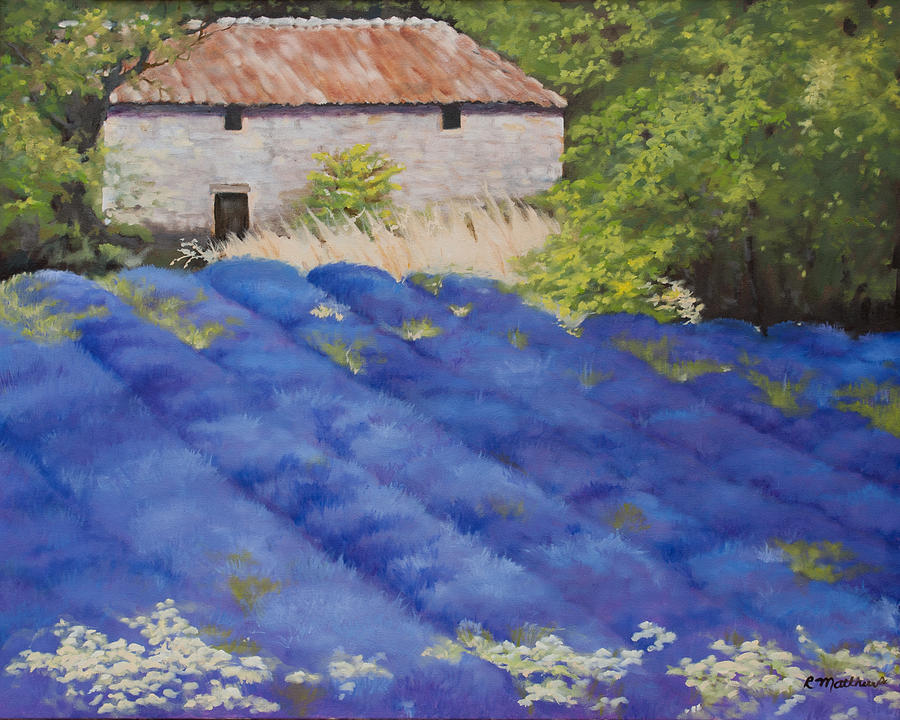 Tree Painting - Lavender Fields by Rebecca Matthews