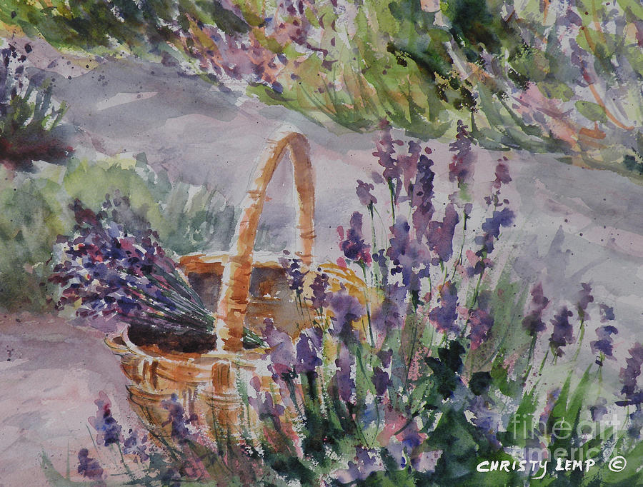 Lavender Gathering Painting by Christy Lemp