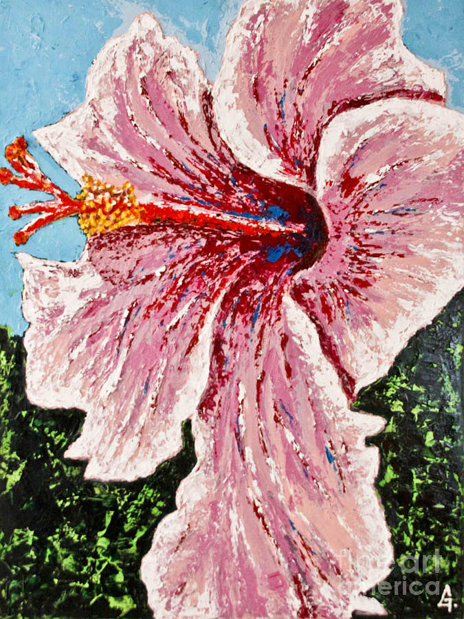 Lavender Hibiscus Painting by Maria Iurescia