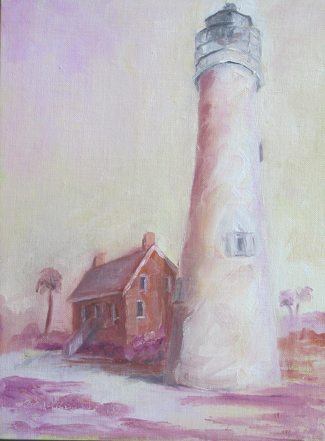 Lavender Lighthouse Painting by Susan Richardson