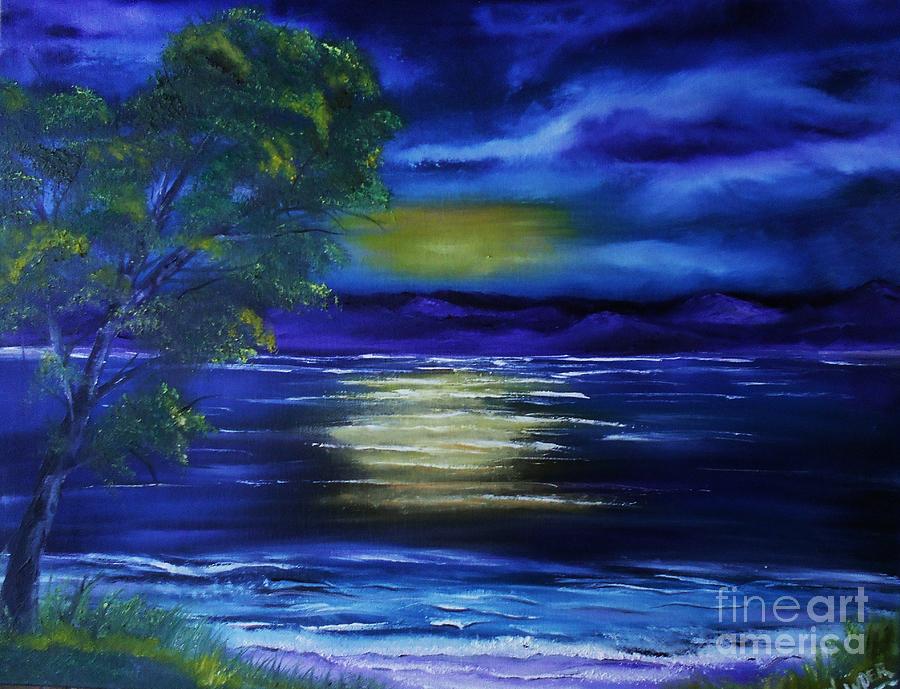 Tree Painting - Lavender Shores by Mary DeLawder