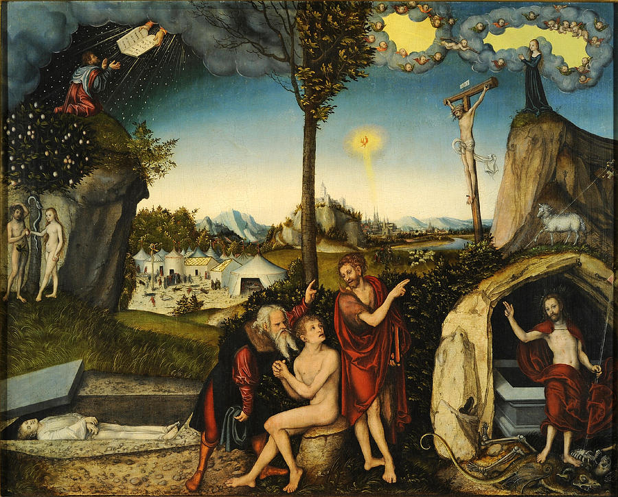 Law and Gospel. Damnation and Salvation Painting by Lucas Cranach the Elder