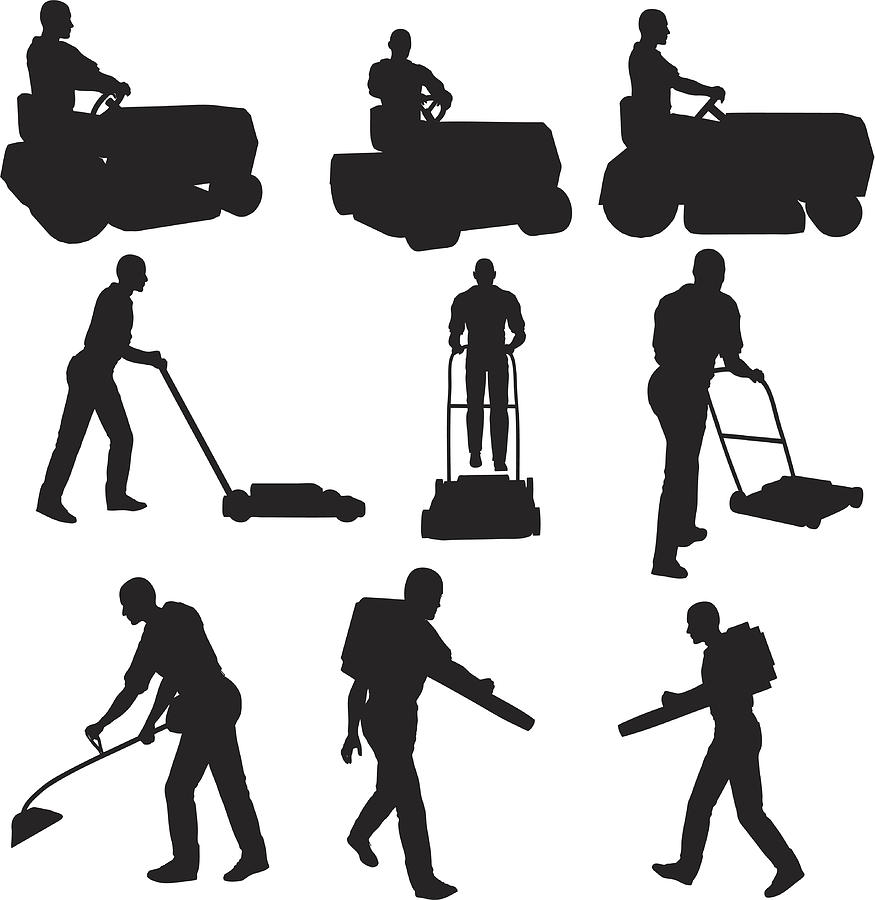 Lawn Service Silhouette Collection Drawing by Hypergon