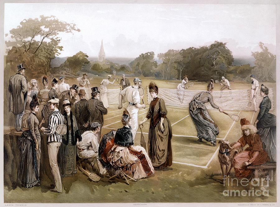 Lawn Tennis 1887 Drawing by Granger
