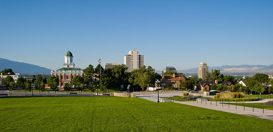Architecture Photograph - Lawn With Salt Lake City Council Hall by Panoramic Images