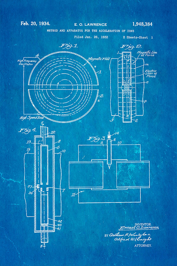 Lawrence Cyclotron Patent Art 1934 Blueprint Photograph by Ian Monk