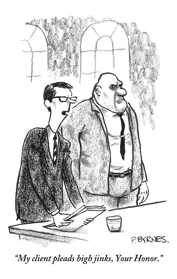 Lawyer Shuffles Papers In From Of Courtoom Drawing by Pat Byrnes