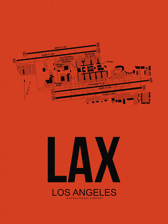 Los Angeles Digital Art - LAX Los Angeles Airport Poster 4 by Naxart Studio