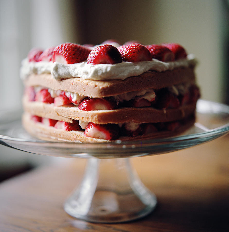 Layered Strawberry Cake On Table Photograph by Danielle D. Hughson