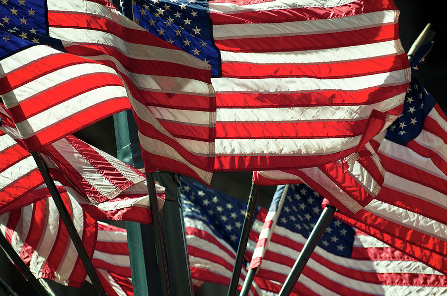 Layers Of American Flags Wave In Bright Photograph by Peskymonkey ...