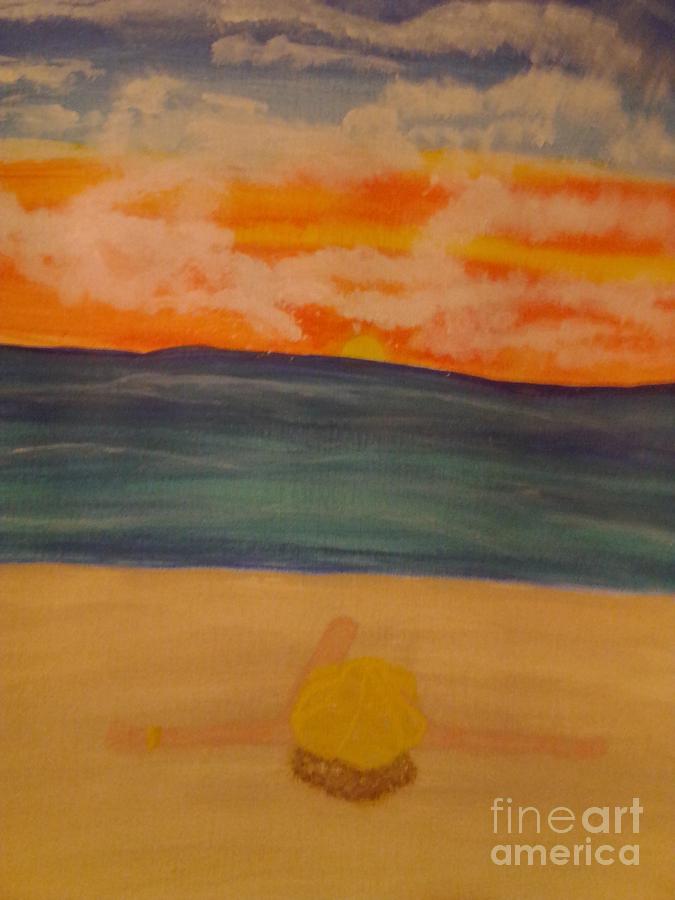 Sunset Painting - Laying on the Beach by Erica  Darknell 