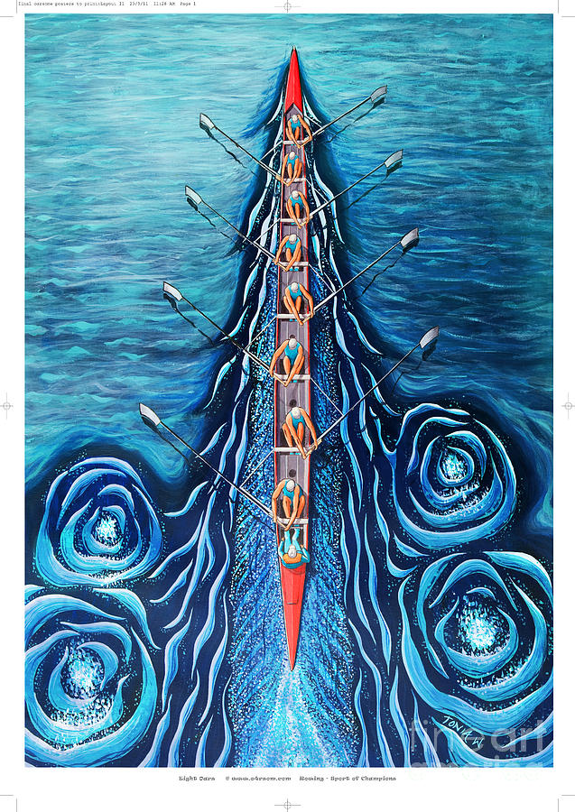 Boat Painting - Blue Eight by o4rsom. Rowing Sport of Champions by Tonia Williams