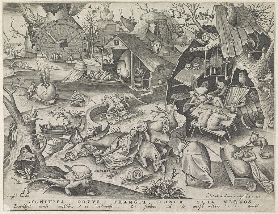 Sloth Drawing - Laziness, Pieter Van Der Heyden, Hieronymus Cock by Pieter Van Der Heyden And Hieronymus Cock Sloth Drawing - Laziness, Pieter Van Der Heyden, Hieronymus Cock by Pieter Van Der Heyden And Hieronymus Cock