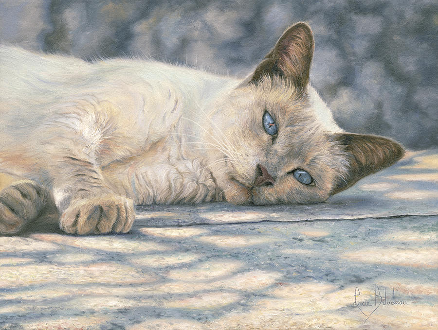 Cat Painting - Lazy Afternoon by Lucie Bilodeau