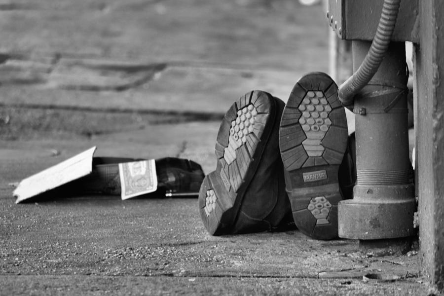 Beggar Photograph - Lazy Beggar in Black and White by Nadalyn Larsen