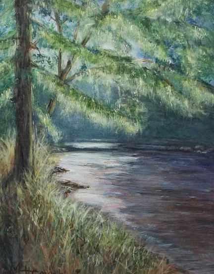 Stream Painting - Lazy River by Mary Lou Henne Stream Painting - Lazy River by Mary Lou Henne
