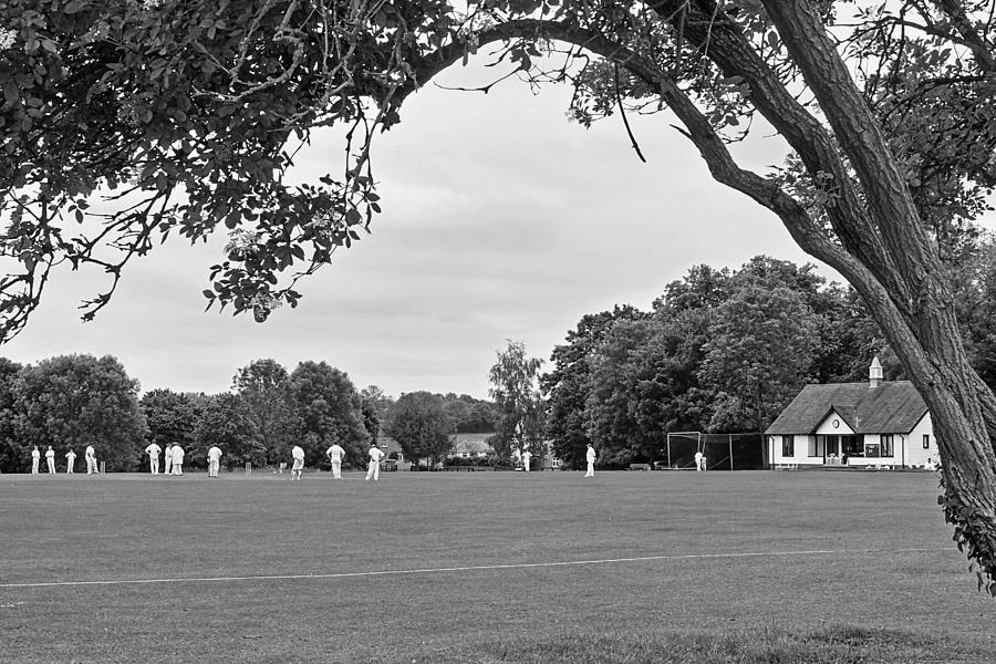 Lazy Sunday Afternoon - Cricket On the Village Green BW Photograph by Gill Billington