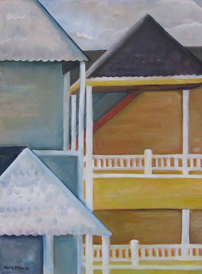 Beach Painting - LBI Rooftops by Maria Milazzo