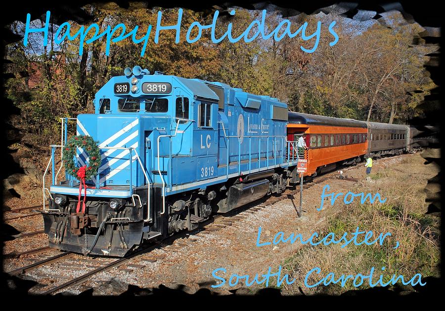Santa Train Greeting Cards Holidays Blue Font Photograph by Joseph C Hinson
