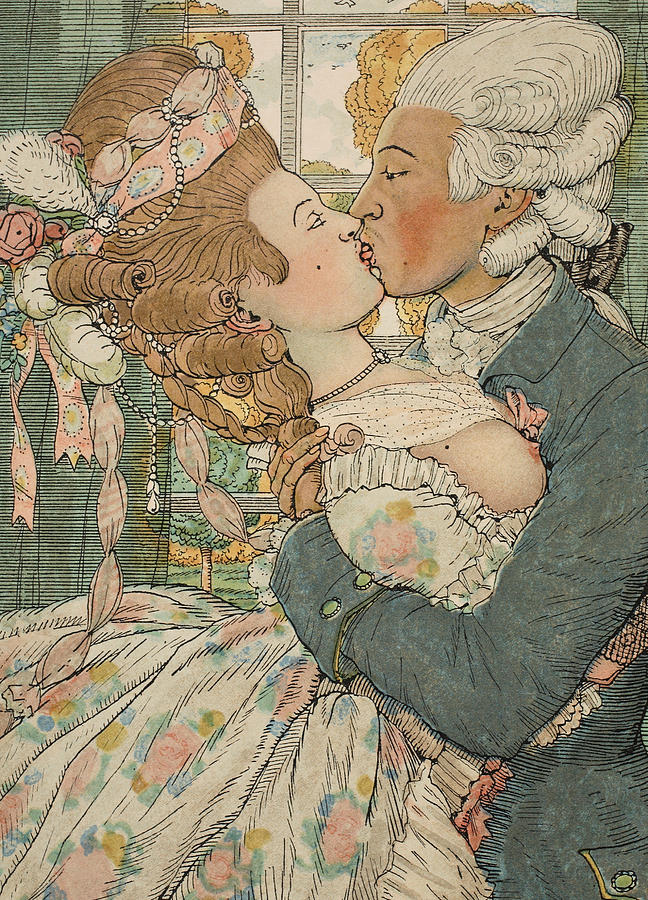 Le Baiser Drawing by Konstantin Andreevic Somov