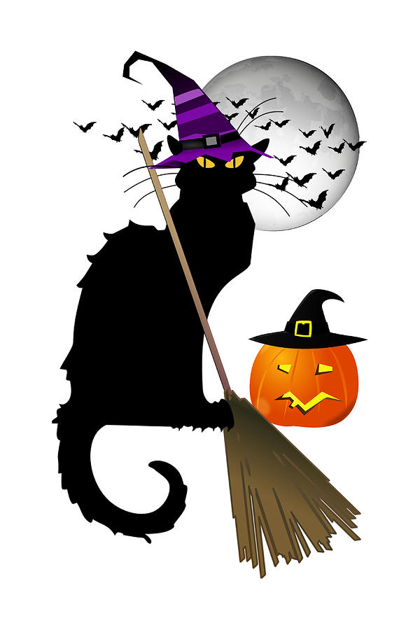 Le Chat Noir Halloween Witch Digital Art By Gravityx9 Designs