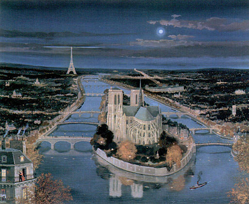 Le Coeur De Paris Au Ciel Rose Painting By Michel Delacroix