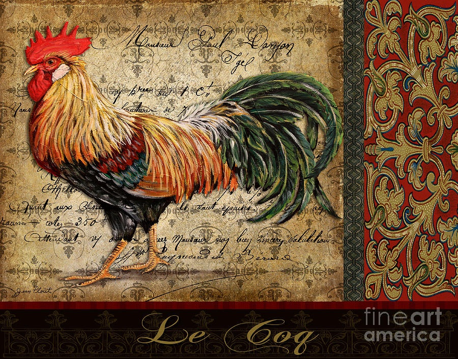 Rooster Painting - Le Coq-C by Jean Plout