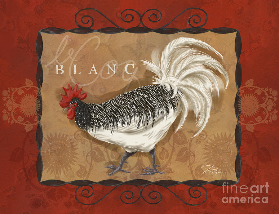 Le Coq Rooster Blanc Mixed Media by Shari Warren