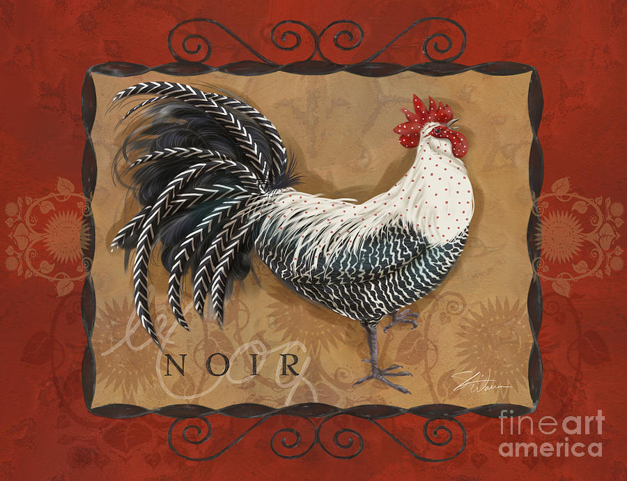 Rooster Mixed Media - Le Coq Rooster Noir by Shari Warren