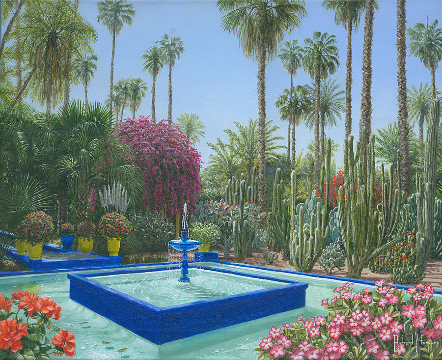 Le Jardin Majorelle Marrakech Morocco Painting by Richard Harpum