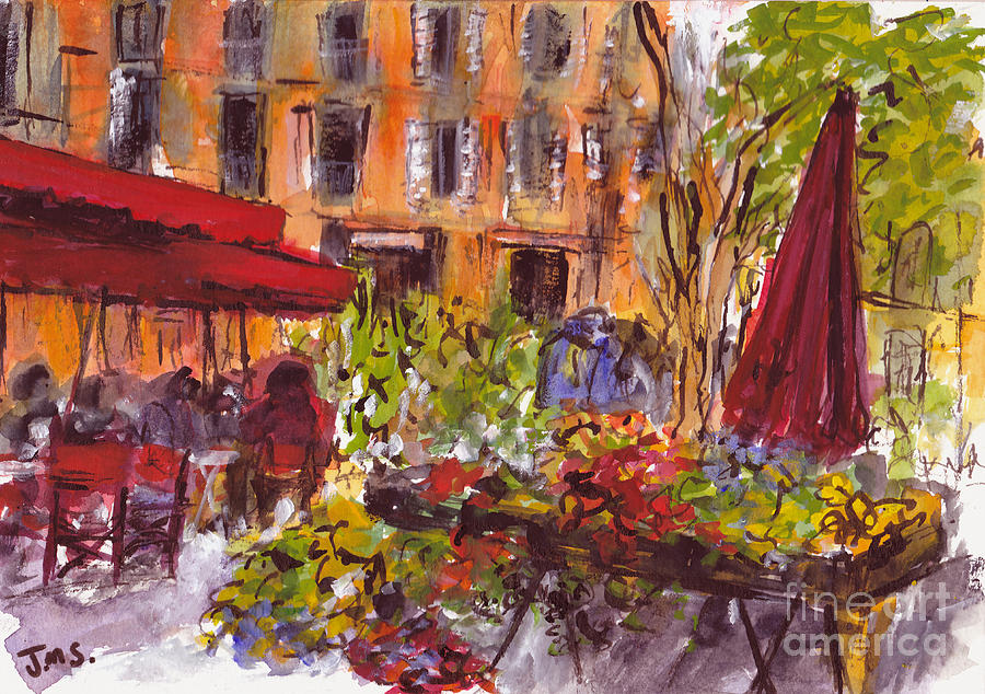 Le Marche Aix en Provence Painting by Jackie Sherwood