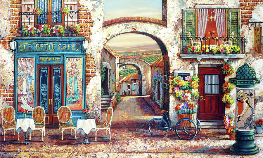 Holiday Painting - Le Petit Cafe by MGL Meiklejohn Graphics Licensing