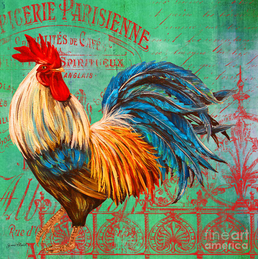 Rooster Painting - Le Rooster Heaven-B by Jean Plout