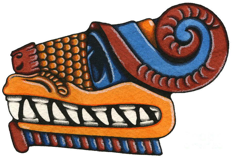Mayan Painting - Le Serpent - Quetzalcoatl by Nora Blansett