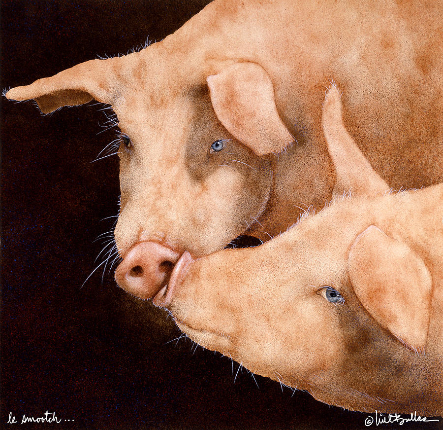 Pig Painting - Le Smooch by Will Bullas