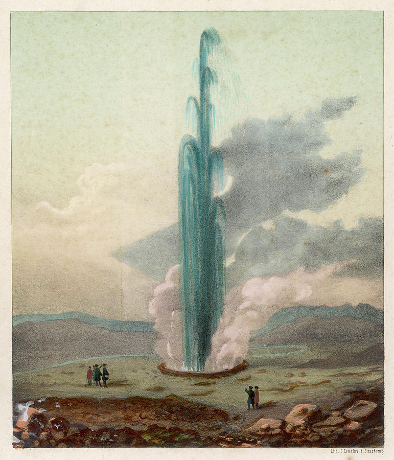 Le Strockur, An Icelandic Geyser Drawing by Mary Evans Picture Library