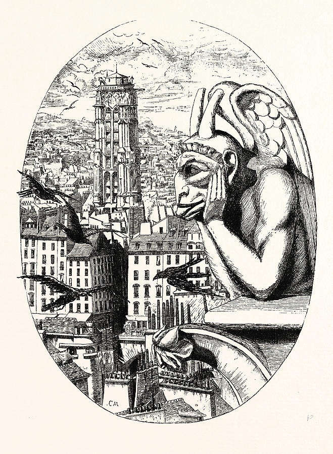 Le Stryge, The Grotesque At The Paris Notre Dame Cathedral Drawing by