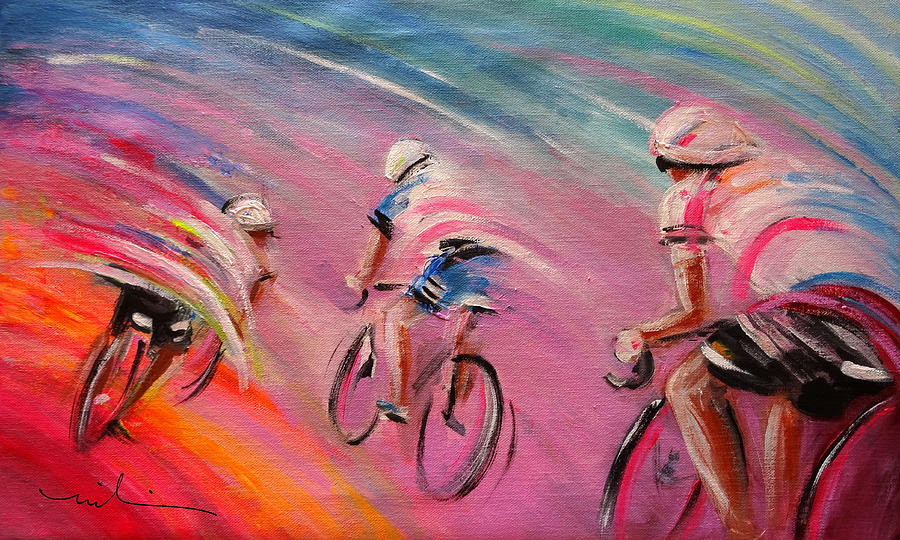Sports Painting - Le Tour de France 16 Acrylics by Miki De Goodaboom
