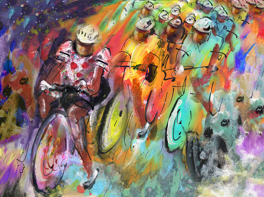 Sports Painting - Le Tour De France Madness by Miki De Goodaboom