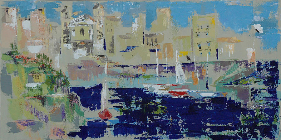 Boat Painting - Le Vieux Port de Bastia Corse by Tisha Wood