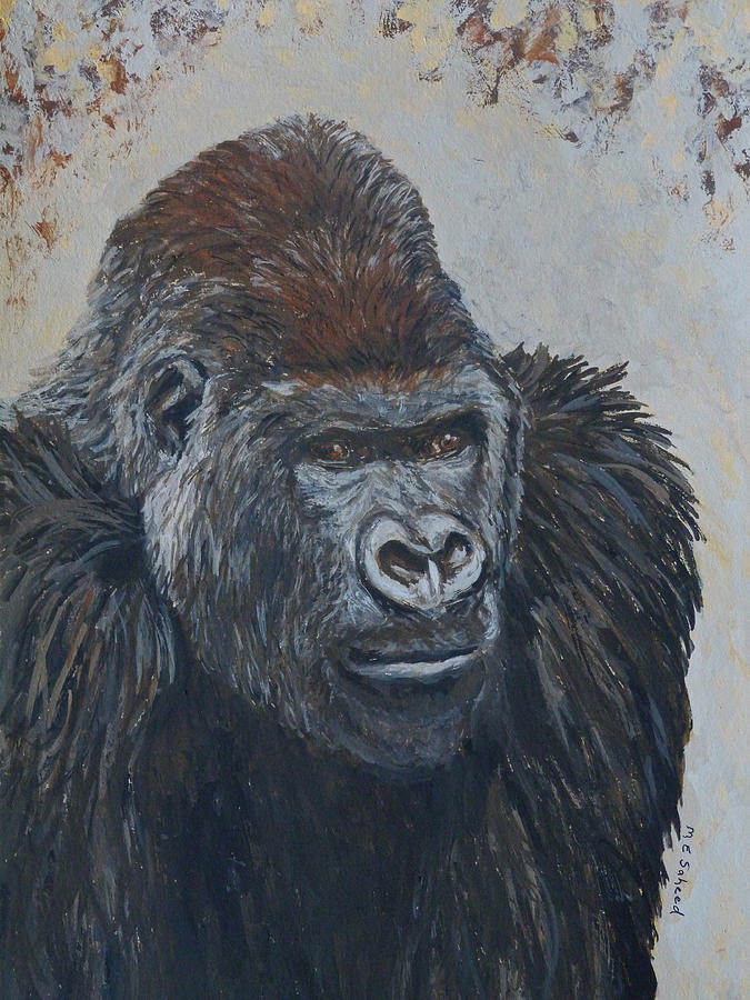 Leader of Gorilla Group Painting by Margaret Saheed